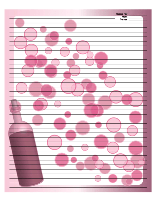 Pink Wine Bottle Recipe Card 8x10 Printable pdf