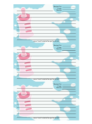 Pink Baby Bottle Blue Recipe Card Template