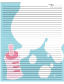 Pink Baby Bottle Blue Recipe Card 8x10