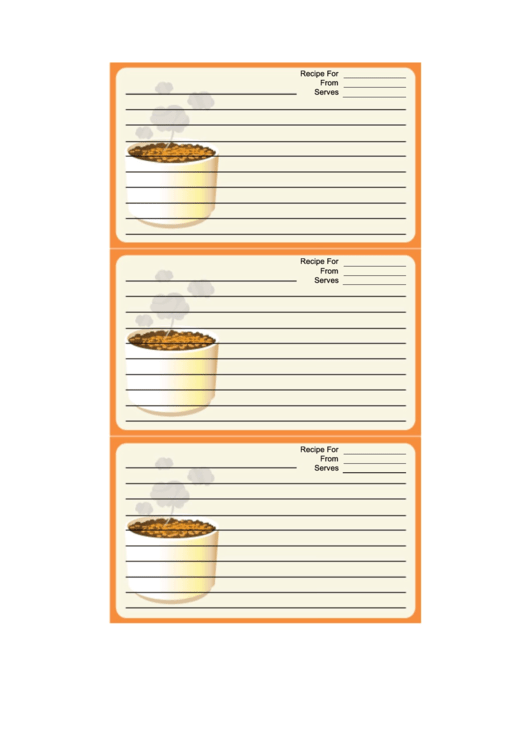 Tasty Orange Recipe Card Template printable pdf download