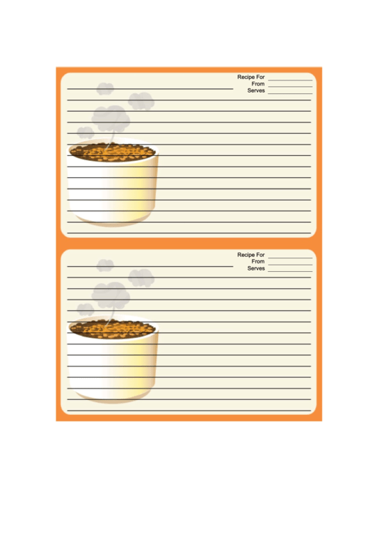 Tasty Orange Recipe Card Template 4x6 Printable pdf