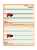 Ice Cream Fruit Topping Orange Recipe Card Template 4x6