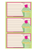Green Cupcake Recipe Card Template
