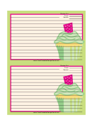 Green Cupcake Recipe Card 4x6