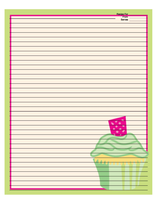 Green Cupcake Recipe Card 8x10 Printable pdf