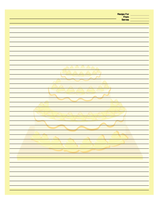 Yellow Tiered Cake Recipe Card 8x10 Printable pdf