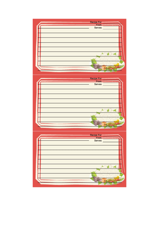 Orange Vegetables Recipe Card Template Printable pdf