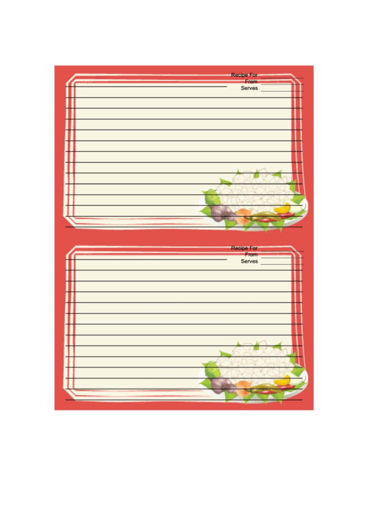 Orange Vegetables Recipe Card Template 4x6 Printable pdf