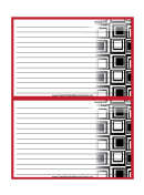 Red Squares Recipe Card Template 4x6