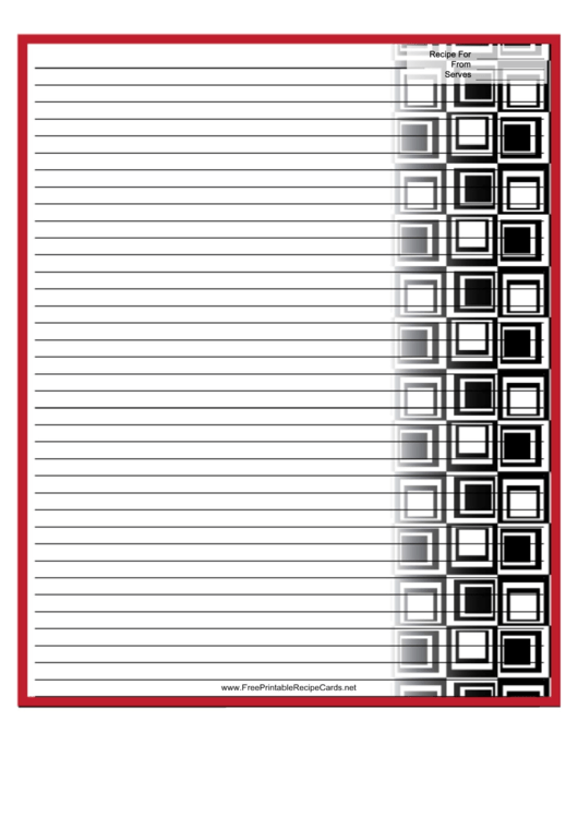 Red Squares Recipe Card 8x10 Printable pdf