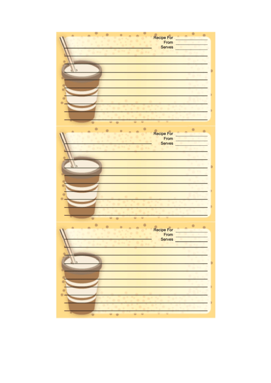 Yellow Paper Cup Recipe Card Template Printable pdf