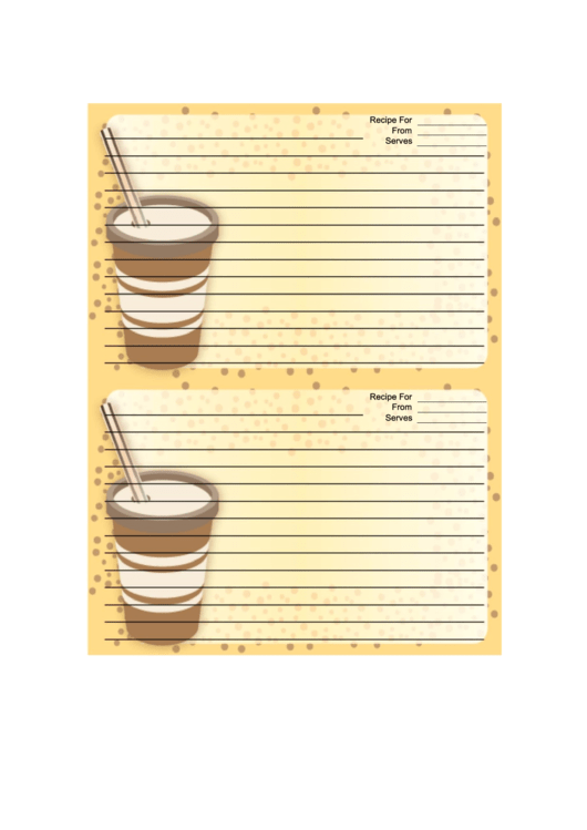 Yellow Paper Cup Recipe Card 4x6 Printable pdf