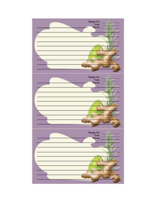 Ginger Purple Recipe Card Template Printable pdf