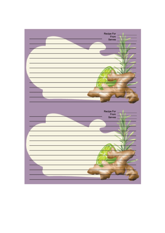 Ginger Purple Recipe Card 4x6 Printable pdf