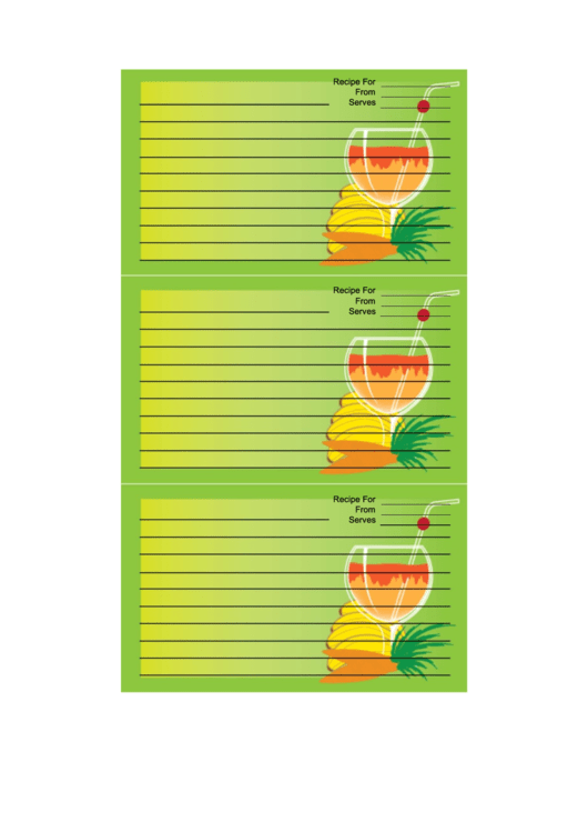 Green Banana Drink Recipe Card Template Printable pdf