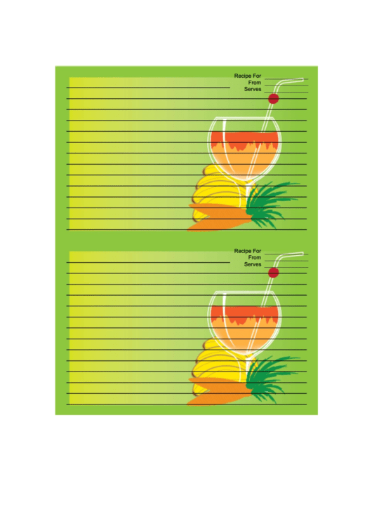 Green Banana Drink Recipe Card 4x6 Template Printable pdf