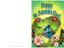 Butterfly And Bugs St Patrick's Day Card Template