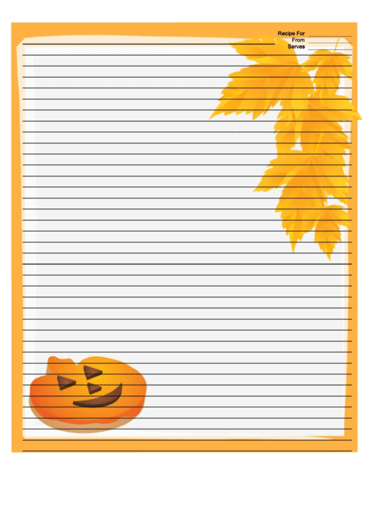 Orange Jack-O-Lanterns Recipe Card 8x10 Printable pdf