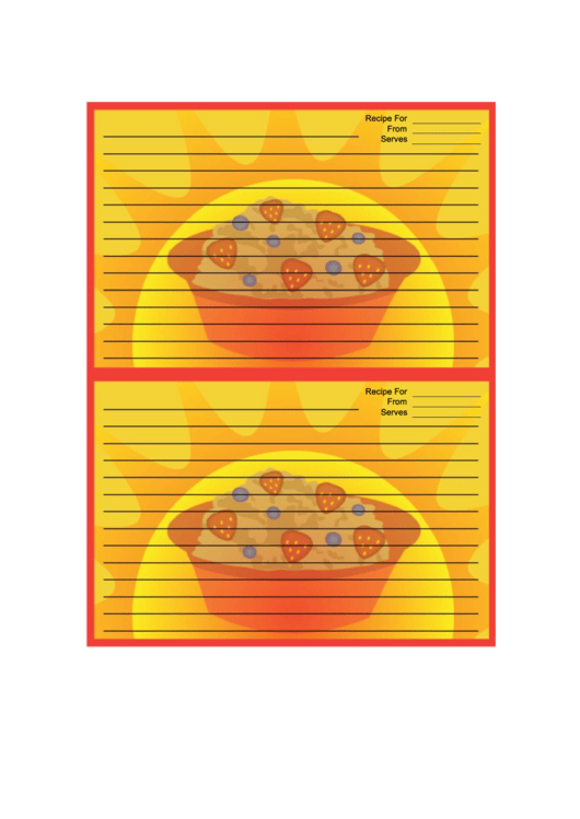 Fruit Cereal Orange Recipe Card Template 4x6 Printable pdf
