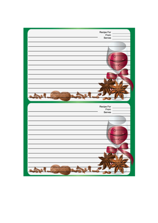 Wine Green Recipe Card 4x6 Printable pdf