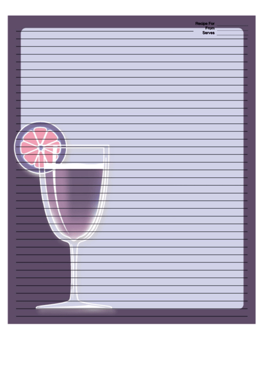 Purple Cocktail Recipe Card 8x10 Printable pdf