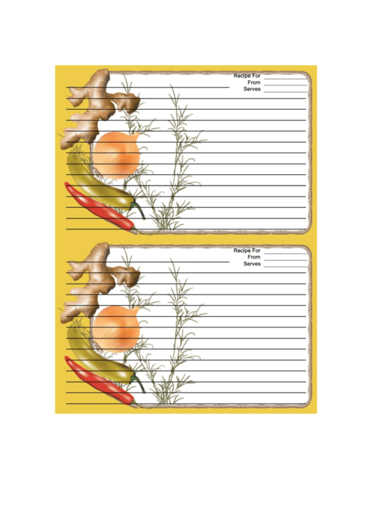 Ginger Yellow Recipe Card 4x6 Printable pdf