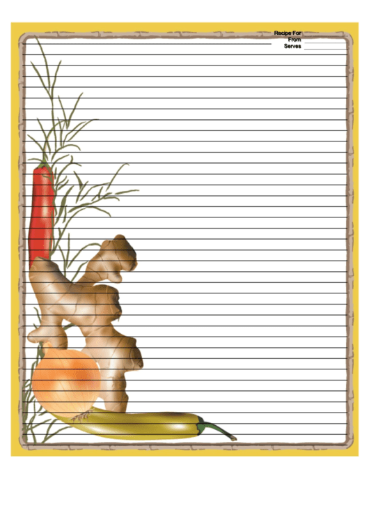 Ginger Yellow Recipe Card 8x10 Printable pdf