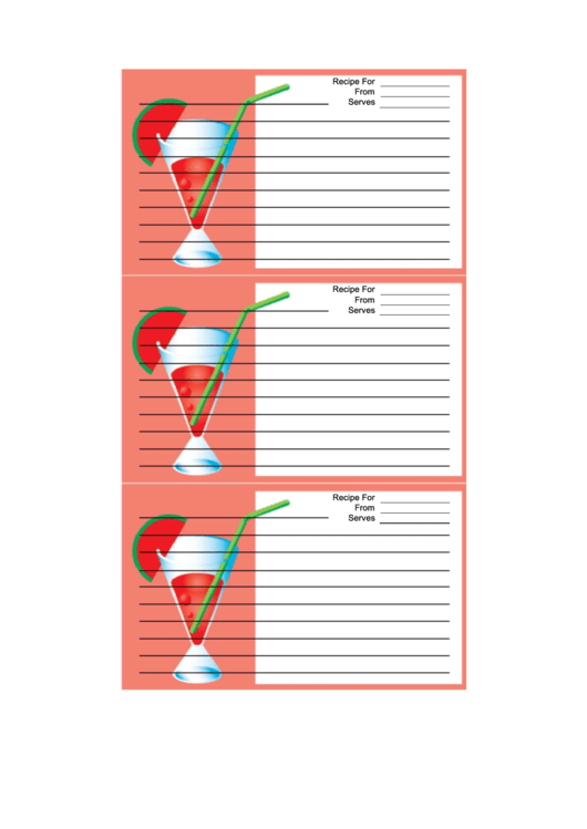 Red Drink Recipe Card Template Printable pdf