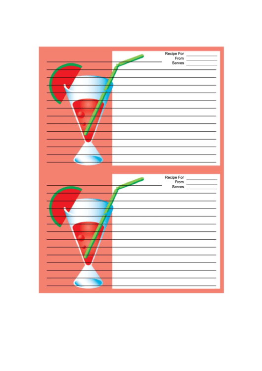 Red Drink Recipe Card 4x6 printable pdf download