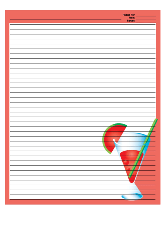 Red Drink Recipe Card 8x10 Printable pdf