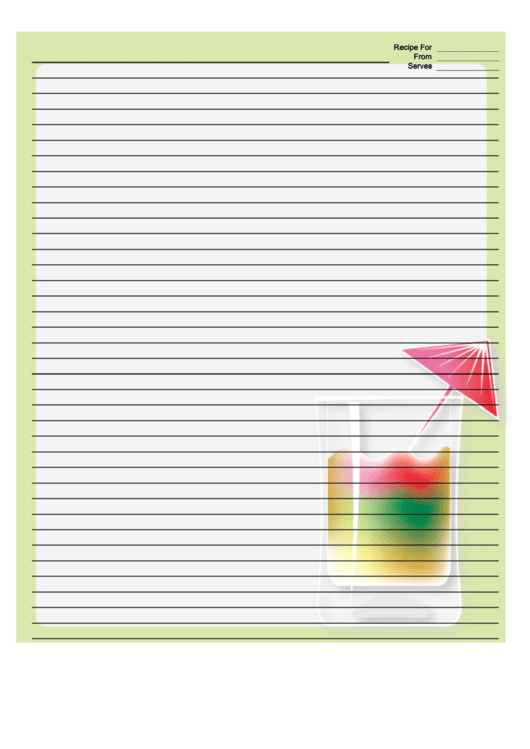 Rainbow Cocktail Green Recipe Card 8x10 Printable pdf