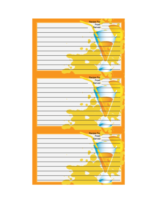 Cocktail Orange Recipe Card Template Printable pdf