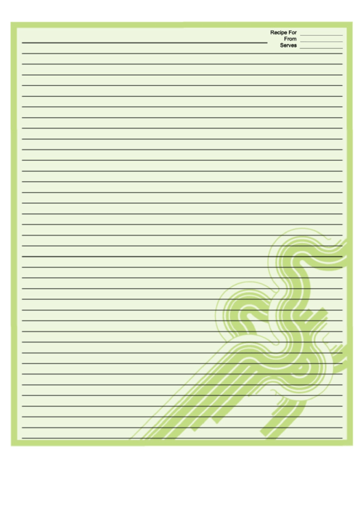 Green Curves Recipe Card 8x10 Printable pdf