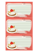 Ice Cream Nuts Cherry Pink Recipe Card Template