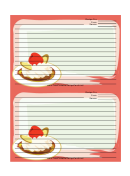 Ice Cream Nuts Cherry Pink Recipe Card Template 4x6