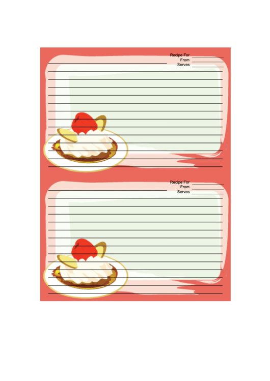 Ice Cream Nuts Cherry Pink Recipe Card Template 4x6 Printable pdf