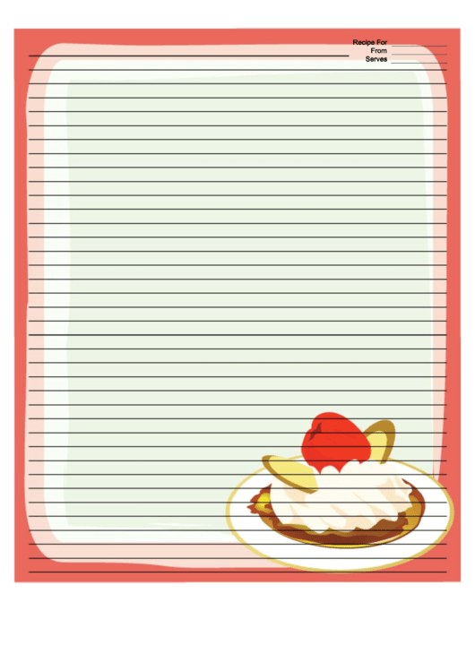 Ice Cream Nuts Cherry Pink Recipe Card 8x10 Printable pdf