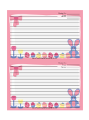 Pink Bunny Recipe Card 4x6