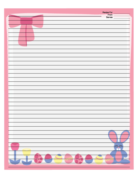 Pink Bunny Recipe Card 8x10 printable pdf download