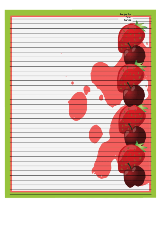 Cherries Strawberries Green Recipe Card 8x10 Printable pdf