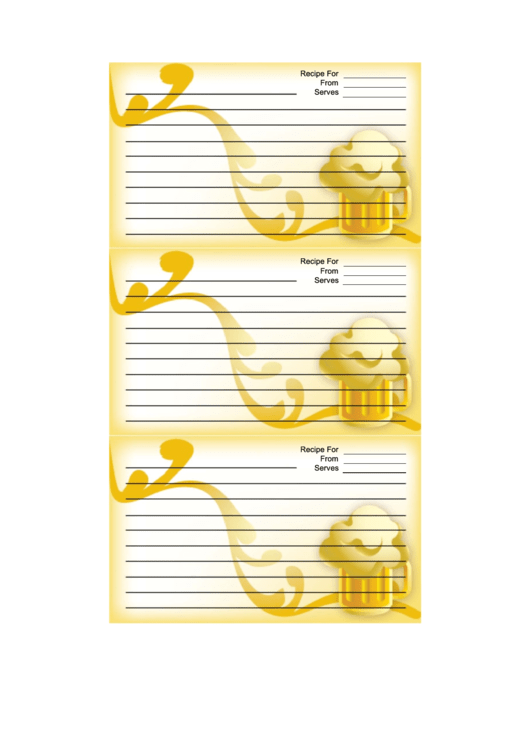 Yellow Mugs Recipe Card Template Printable pdf