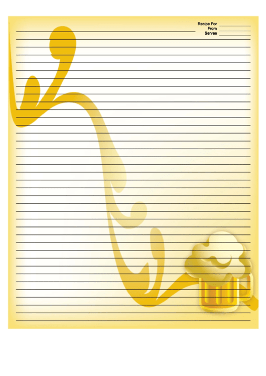 Yellow Mugs Recipe Card 8x10 Printable pdf
