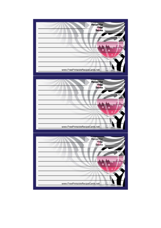 Pink Cocktail Purple Recipe Card Template Printable pdf