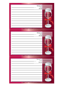 Wine Bow Red Recipe Card Template