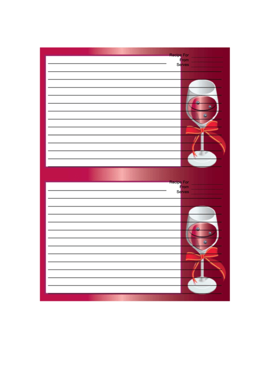 Wine Bow Red Recipe Card 4x6 Template Printable pdf