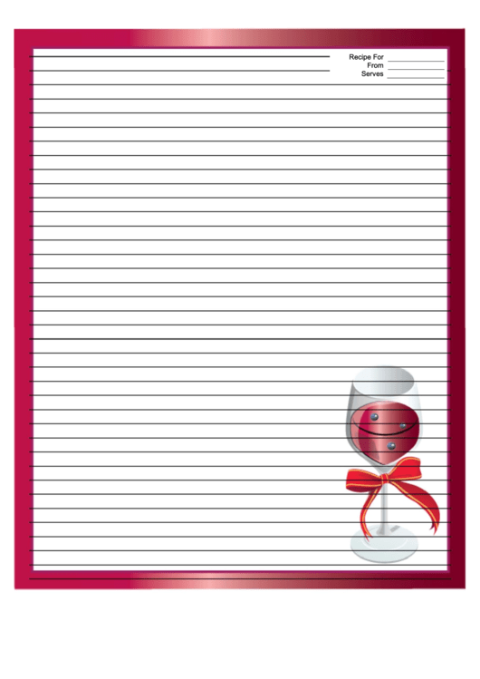 Wine Bow Red Recipe Card 8x10 Printable pdf