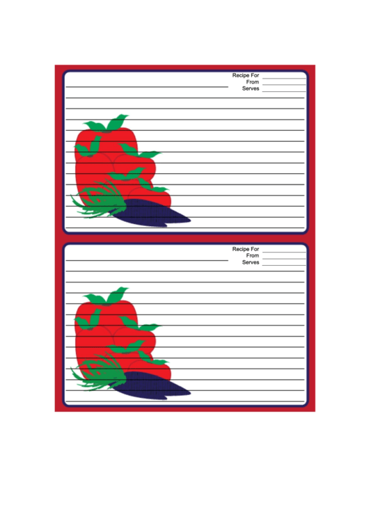 Red Veggies Recipe Card 4x6 Template Printable pdf