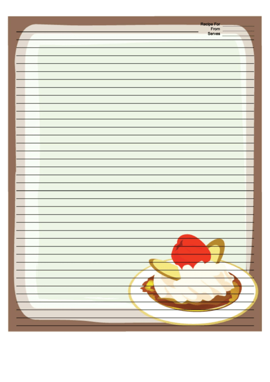 Ice Cream Nuts Cherry Brown Recipe Card 8x10 Printable pdf