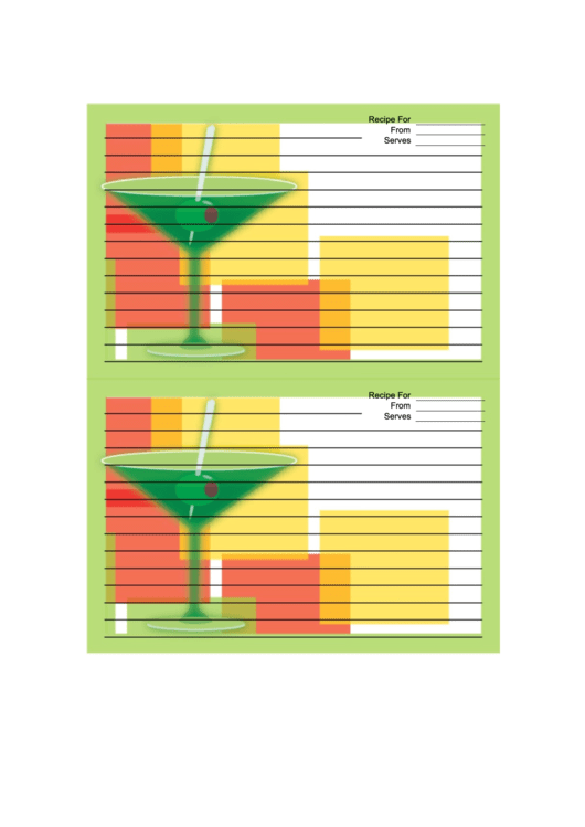 Green Martini Glasses Recipe Card 4x6