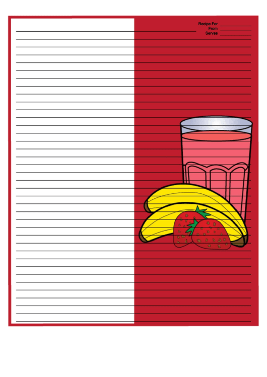 Red Strawberry Smoothie Recipe Card 8x10 Printable pdf